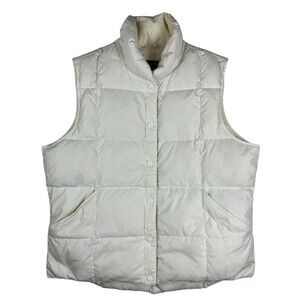 Lands' End Insulated Down Filled Puffer Vest  Women's L  Ivory Quilted Jacket